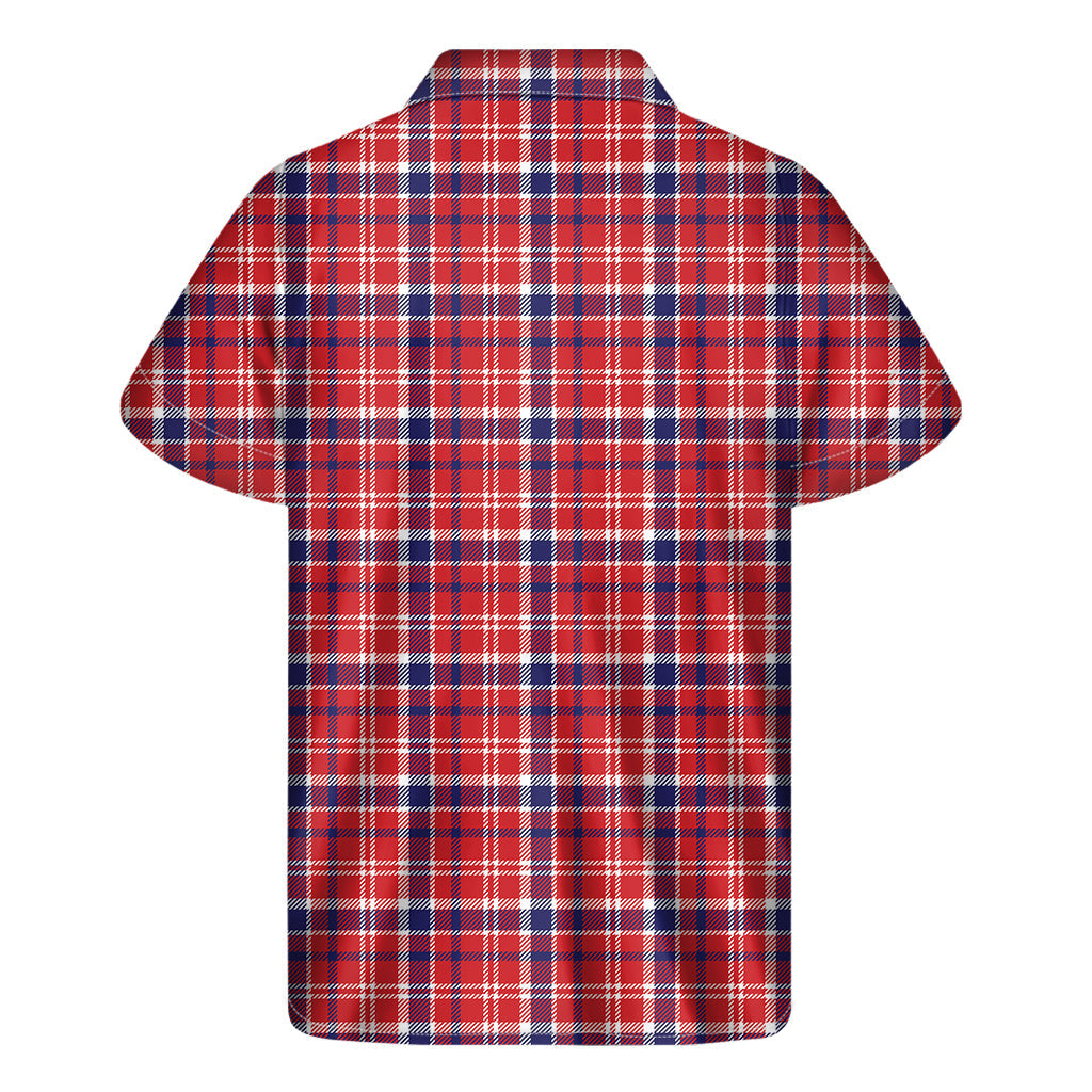 Hawaiian Vibes: Men's Short Sleeve Shirt in Patriotic Plaid Print - 2