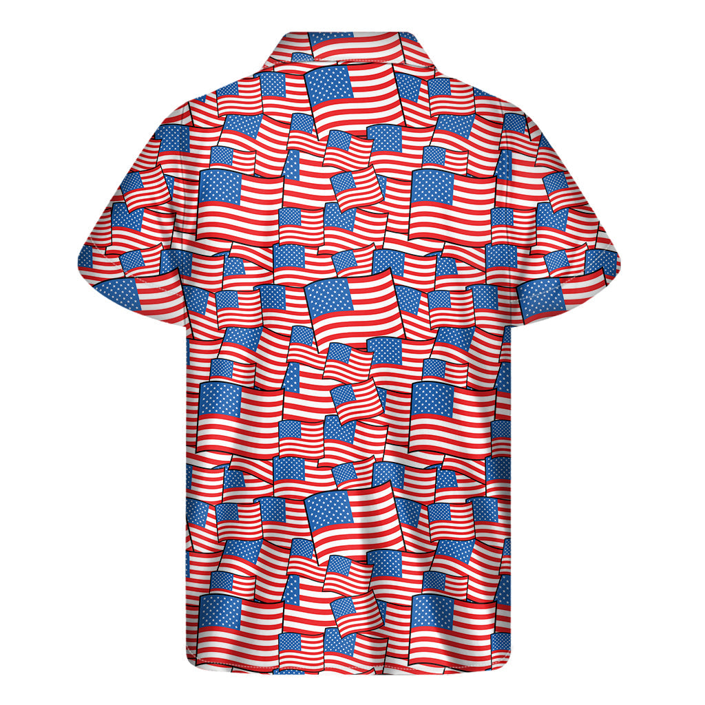 Summer Vibes: Hawaiian Style Short Sleeve Shirt with USA Flag Pattern - 2