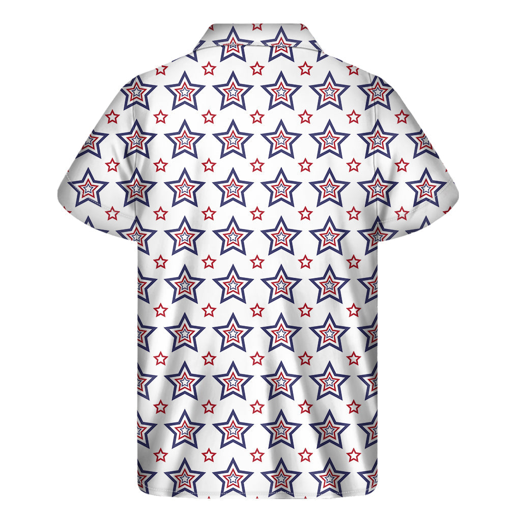 Tropical Vibes: Hawaiian Short Sleeve Shirt with USA Star Pattern Print - 2