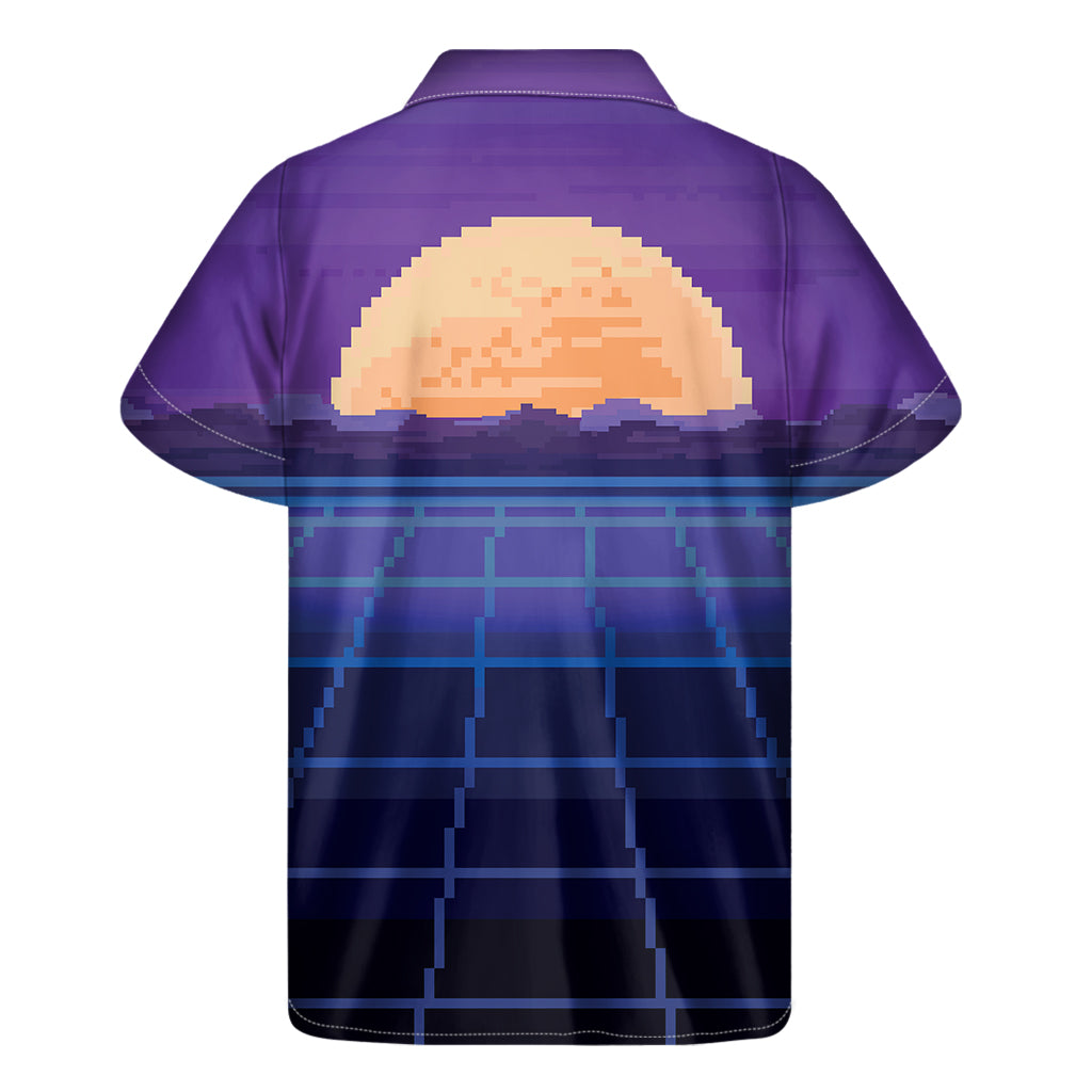 8-Bit Pixel Hawaiian Print Men's Short Sleeve Shirt - 2