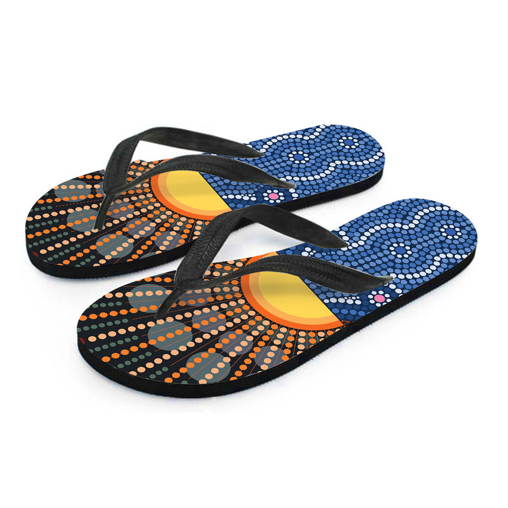 Walk Your Path in Style: Aboriginal Indigenous Sunset Art Print Flip Flops - 2