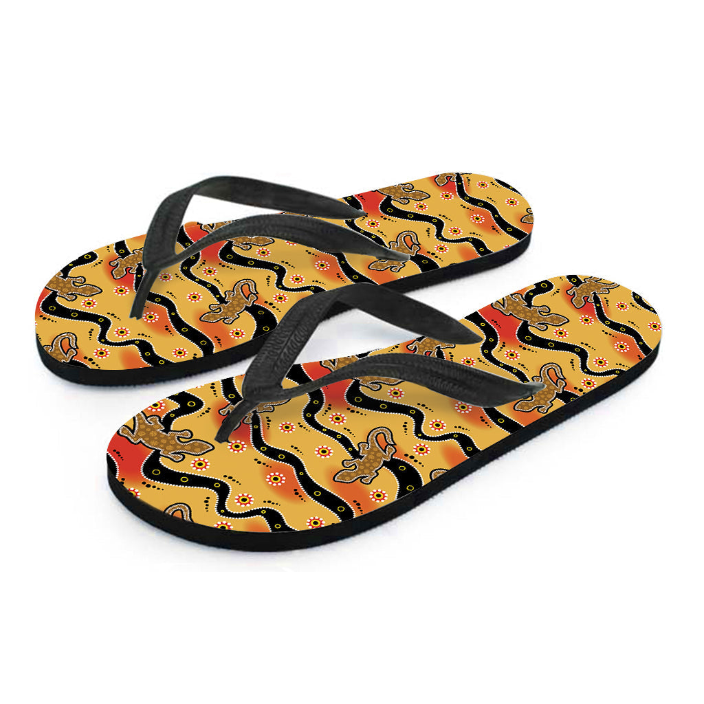 Aboriginal Lizard Pattern Hawaiian Outfit with Matching Flip Flops - 2
