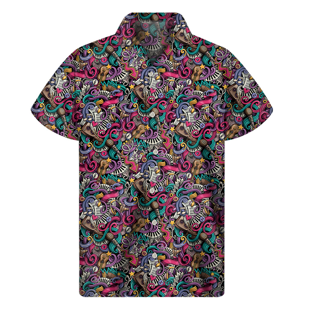 Island Beats: Abstract Music Pattern Hawaiian Short Sleeve Shirt - 1