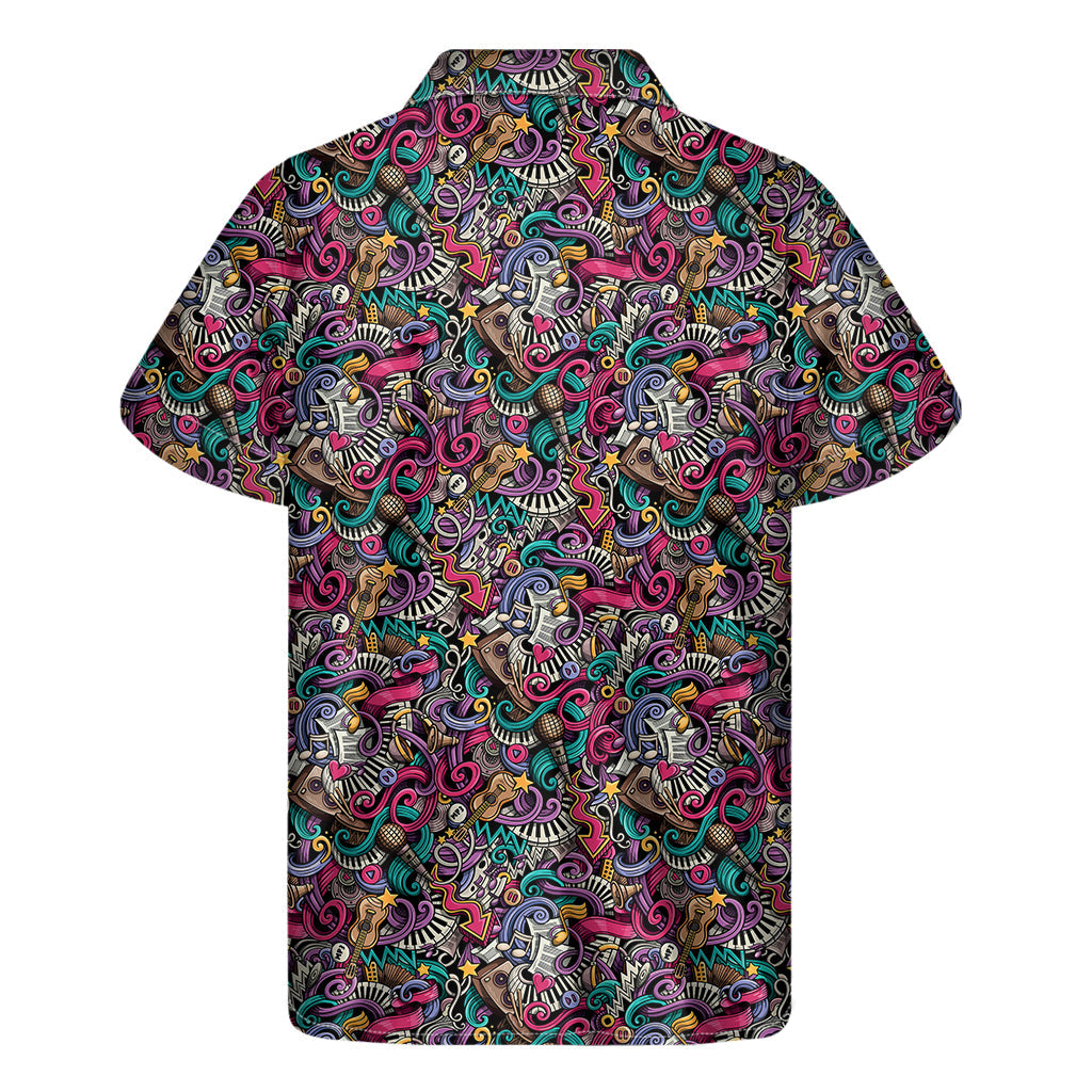 Island Beats: Abstract Music Pattern Hawaiian Short Sleeve Shirt - 2