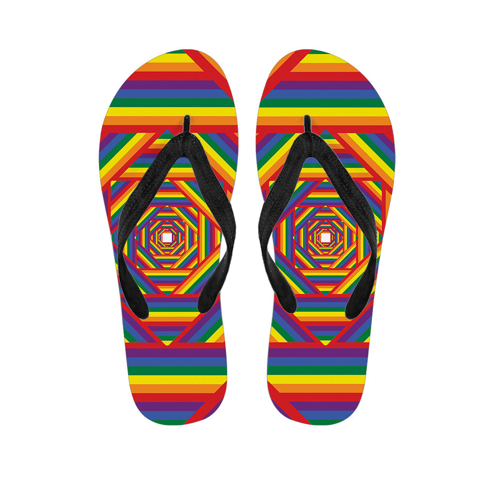 Abstract Rainbow LGBT Stripes Hawaiian Flip Flops: Step into Paradise - 1