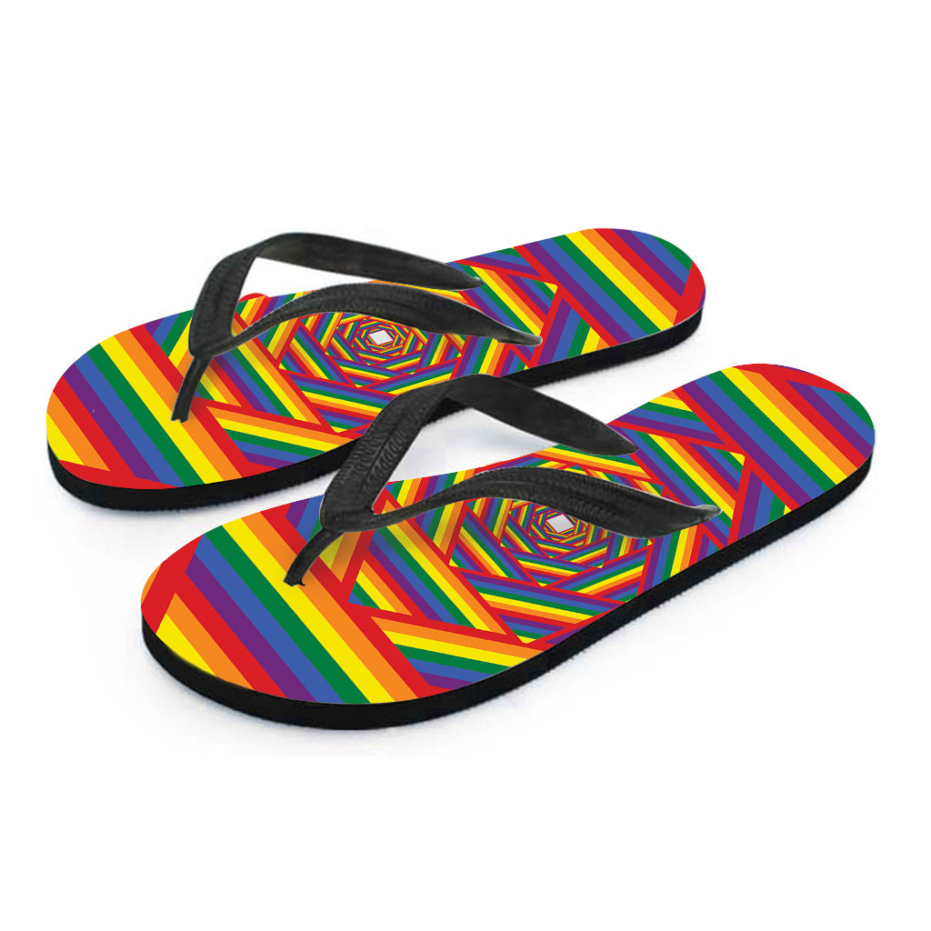 Abstract Rainbow LGBT Stripes Hawaiian Flip Flops: Step into Paradise - 2