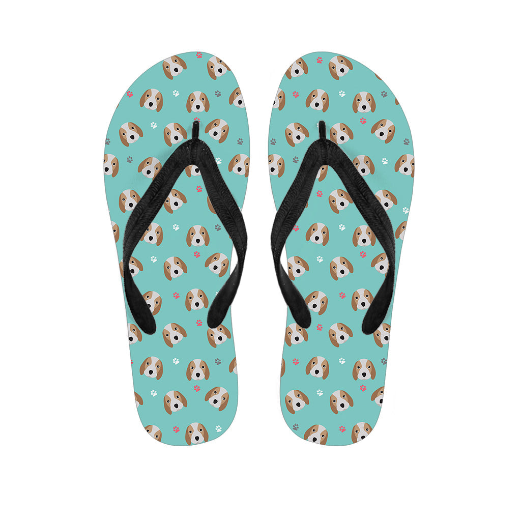 Tropical Pups: Hawaiian Style Flip Flops with Adorable Beagle Puppy Pattern - 1