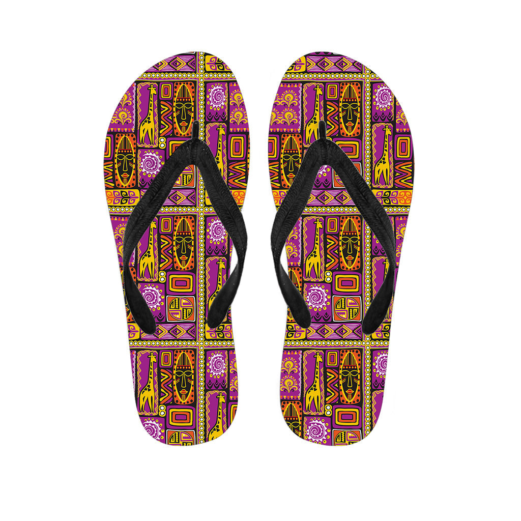 Tropical Paradise: Hawaiian Style Flip Flops with Ethnic Tribal Print - 1