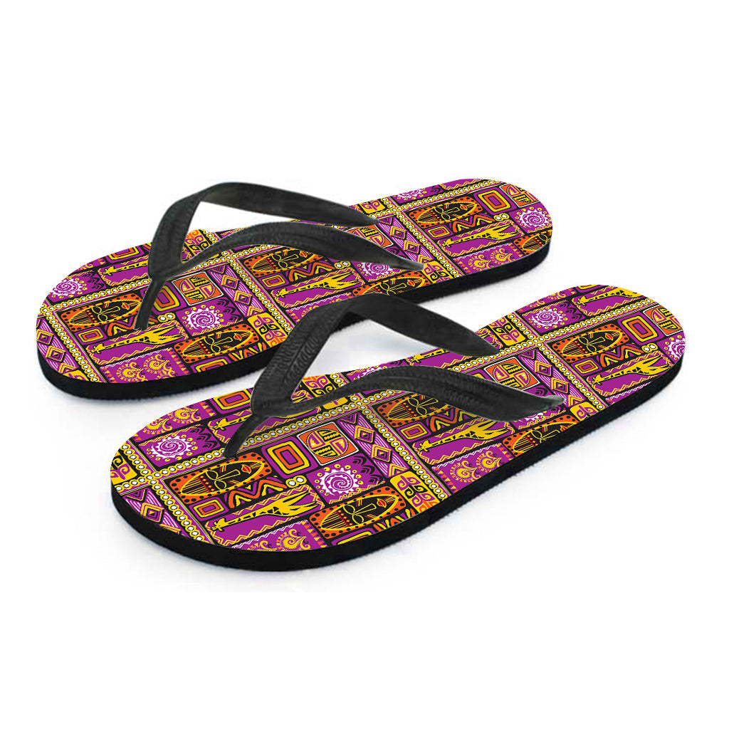 Tropical Paradise: Hawaiian Style Flip Flops with Ethnic Tribal Print - 2