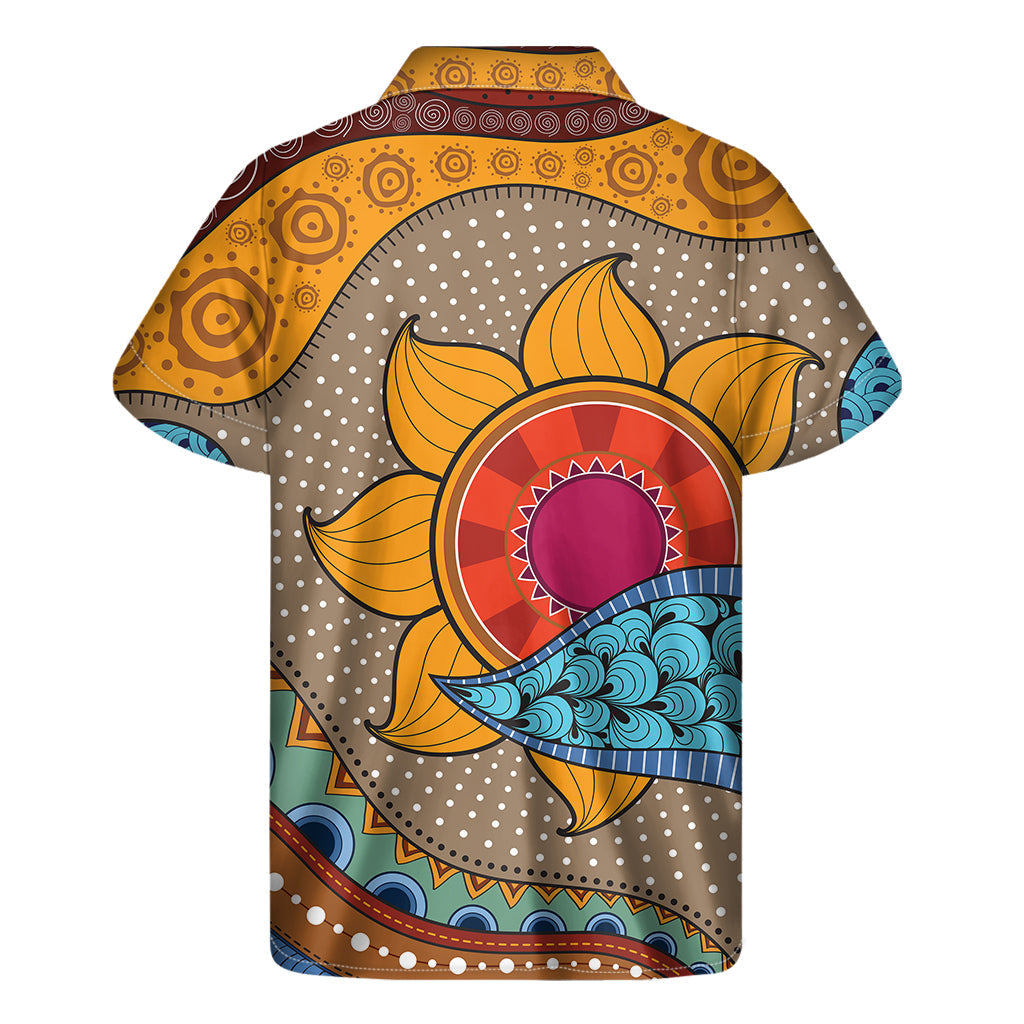 Tropical Vibes: Men's Hawaiian Short Sleeve Shirt in African Sun Print - 2
