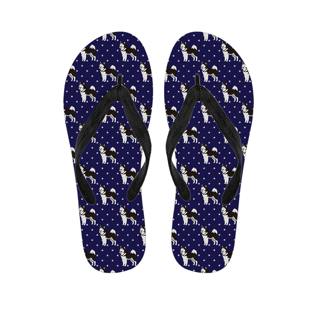 Stylish Hawaiian Outfit: Alaskan Malamute Pattern Print Flip Flops - 1