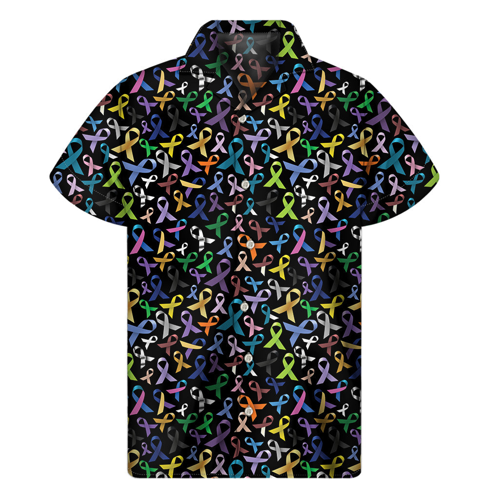 Hawaiian Cancer Awareness Print Men's Short Sleeve Shirt - 1