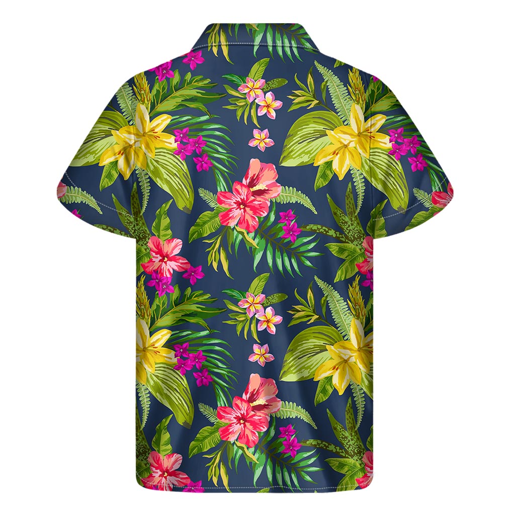 Tropical Bliss: Aloha Hawaiian Flowers Pattern Print Men's Short Sleeve Shirt - 2