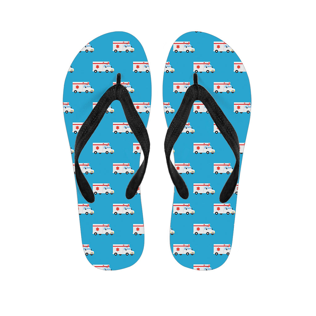 Island Style: Hawaiian Ambulance Paramedic Car Pattern Print Flip Flops - 1