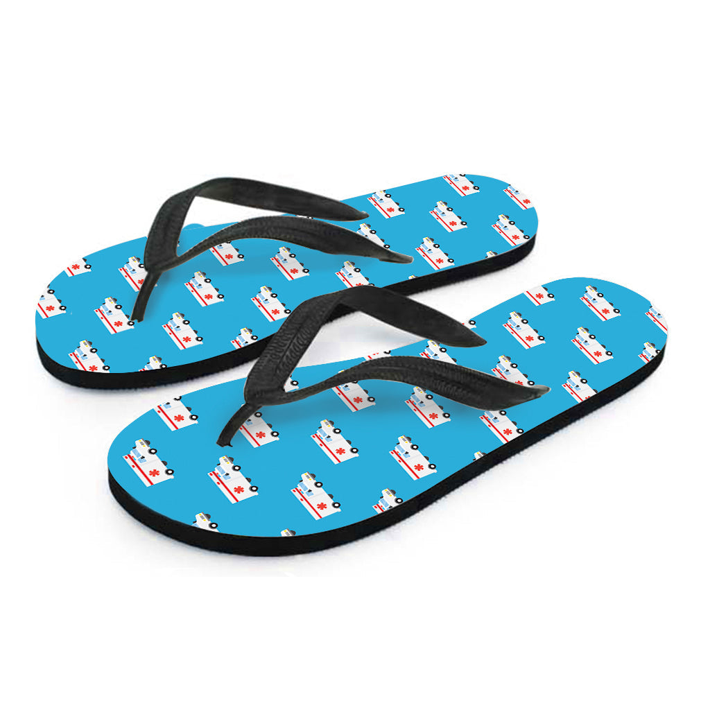 Island Style: Hawaiian Ambulance Paramedic Car Pattern Print Flip Flops - 2