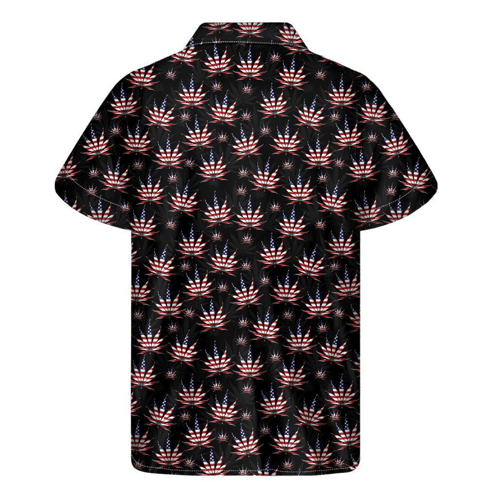 Island Vibes: Hawaiian Short Sleeve Shirt with American Marijuana Leaf Pattern - 2