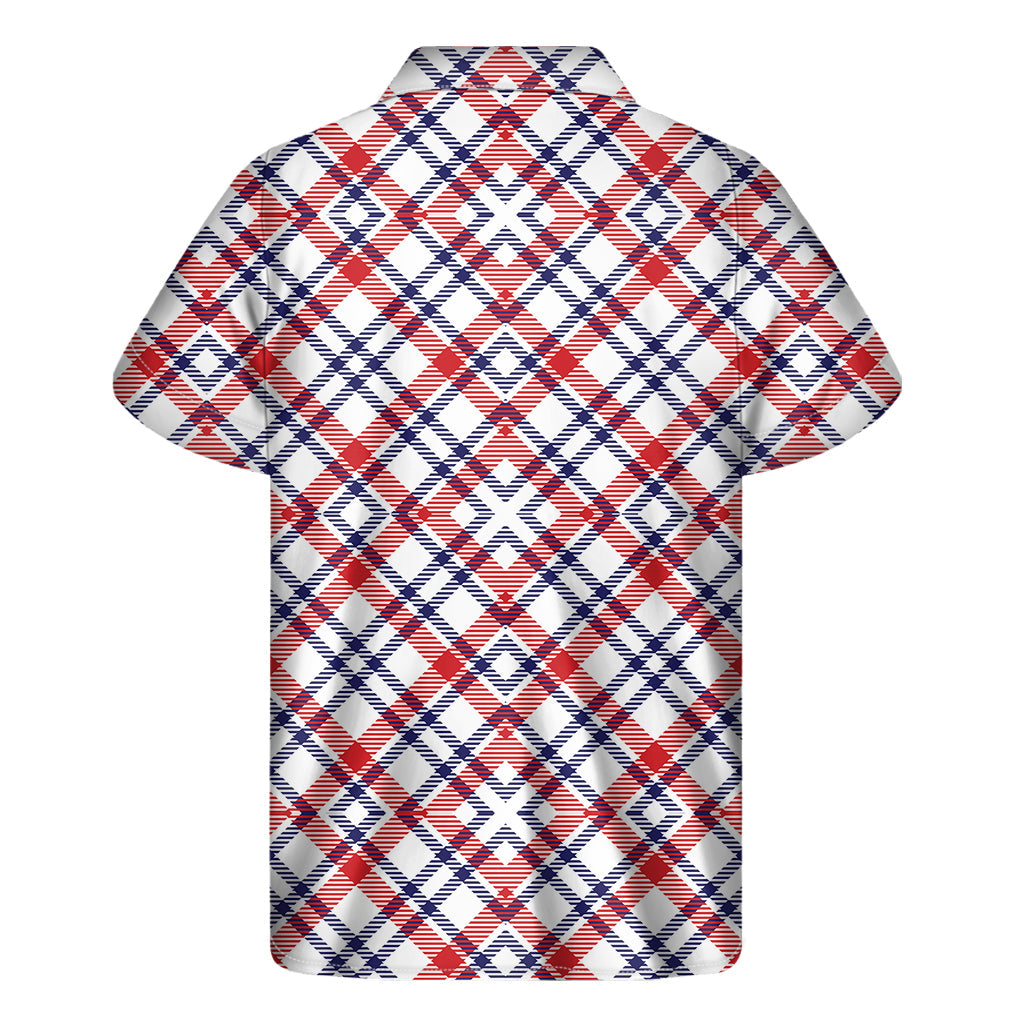 Island Vibes: Men's Hawaiian Short Sleeve Shirt with American Plaid Pattern - 2
