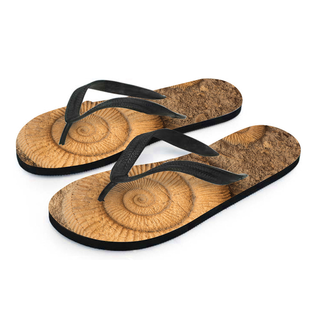 Ammonite Shell Fossil Print Hawaiian Flip Flops: Complete Your Island Look! - 2