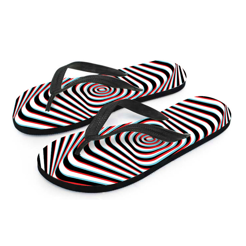 Anaglyph Hawaiian Vibes: Optical Illusion Print Flip Flops for Stylish Island Outfits - 2
