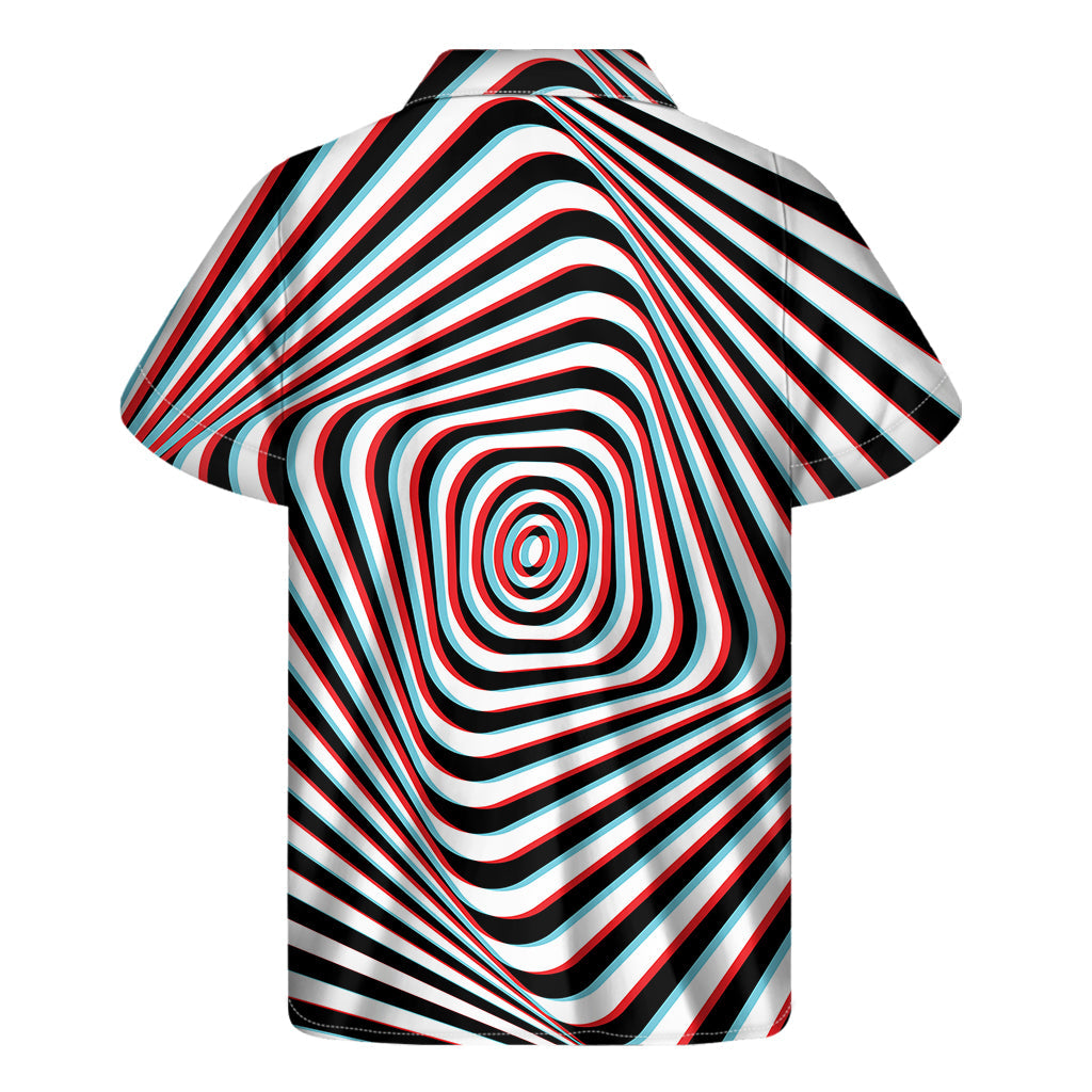 Anaglyph Optical Illusion Hawaiian Printed Short Sleeve Shirt - 2