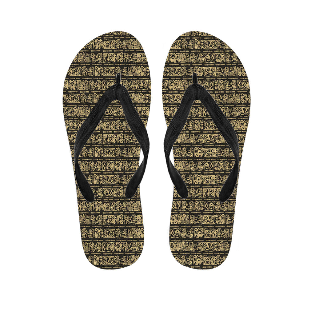Mayan Paradise: Hawaiian Outfit with Ancient Maya Pattern Flip Flops - 1