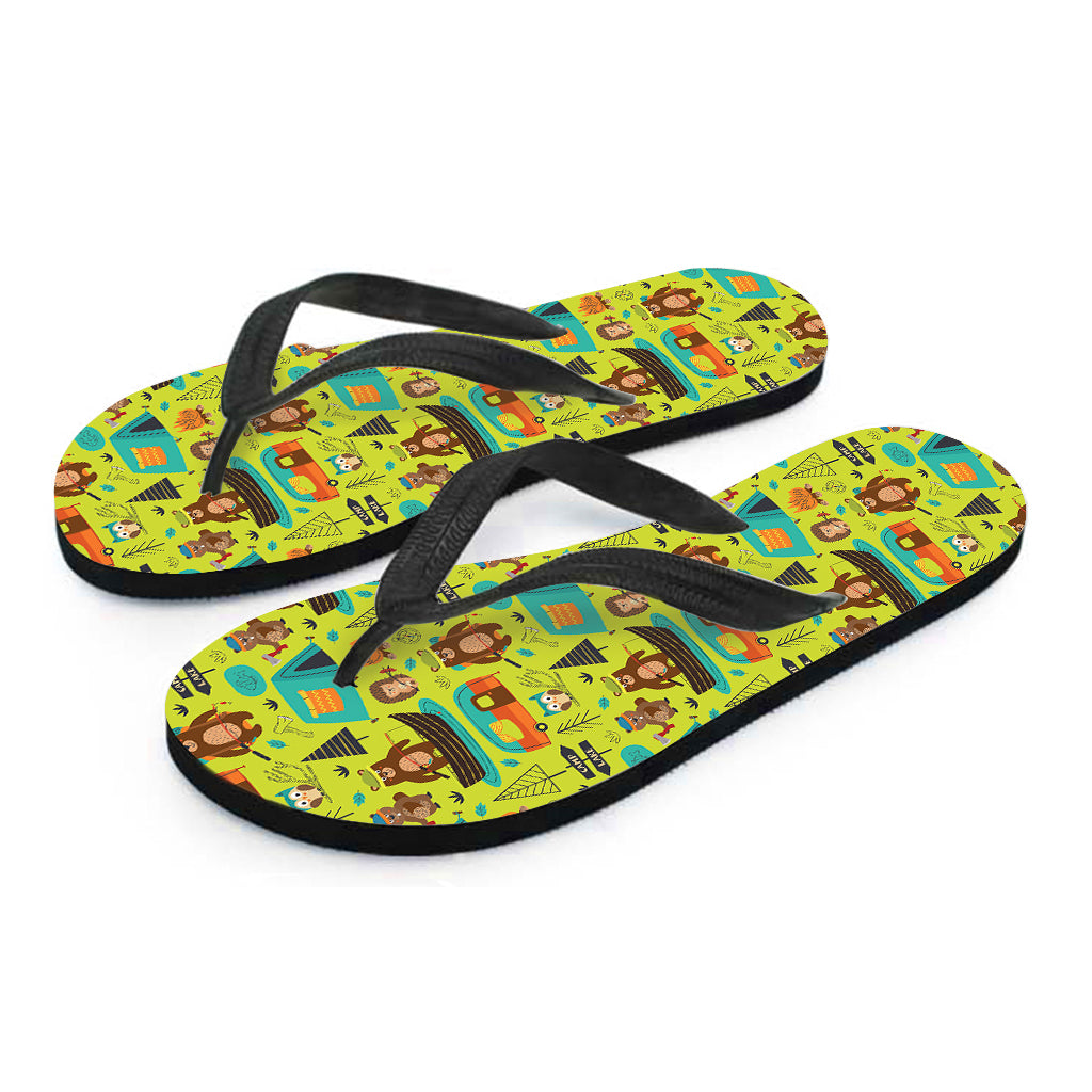 Island Paradise: Animal Camping Pattern Hawaiian Flip Flops Outfit - 2