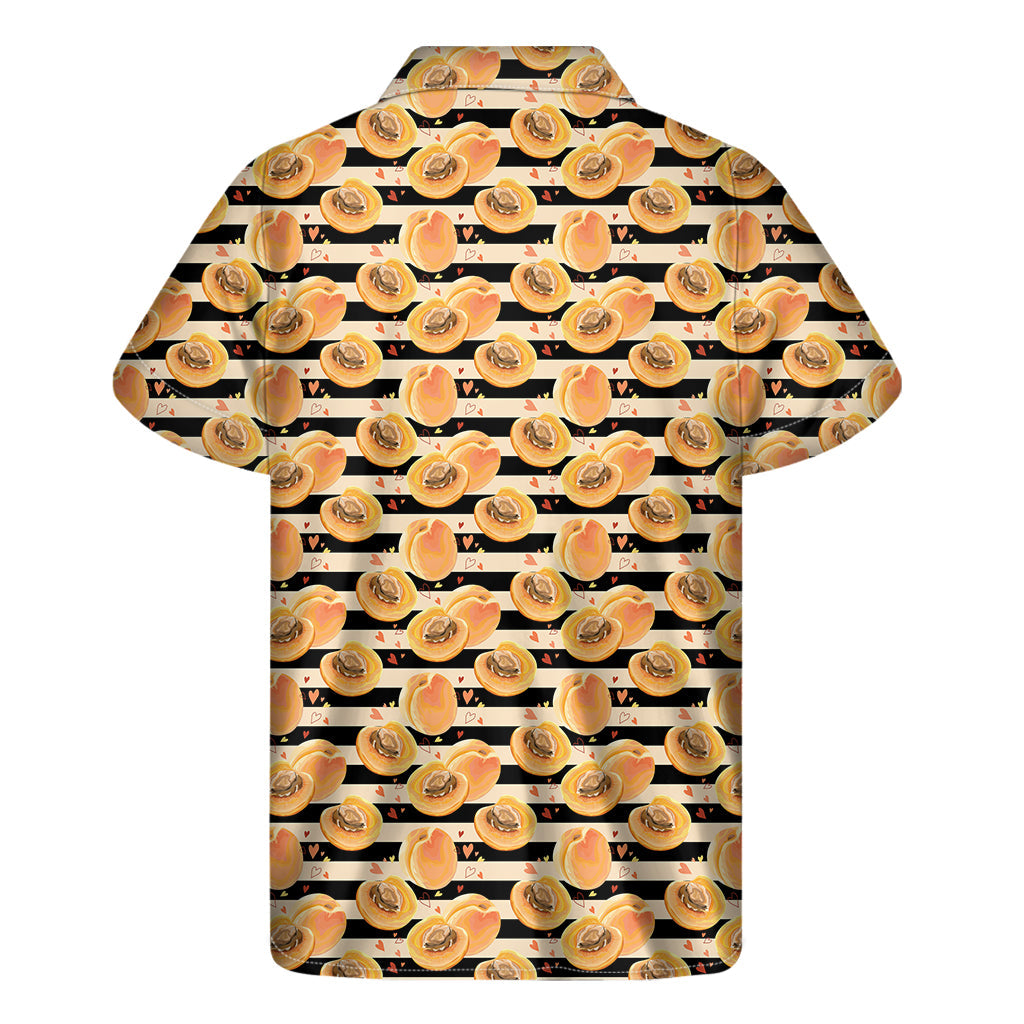 Apricot Fruit Striped Hawaiian Men's Short Sleeve Shirt - 2