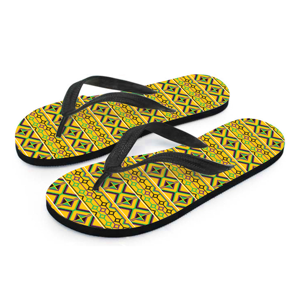 Tropical Vibes: Hawaiian Outfit with Asante Kente Pattern Print Flip Flops - 2