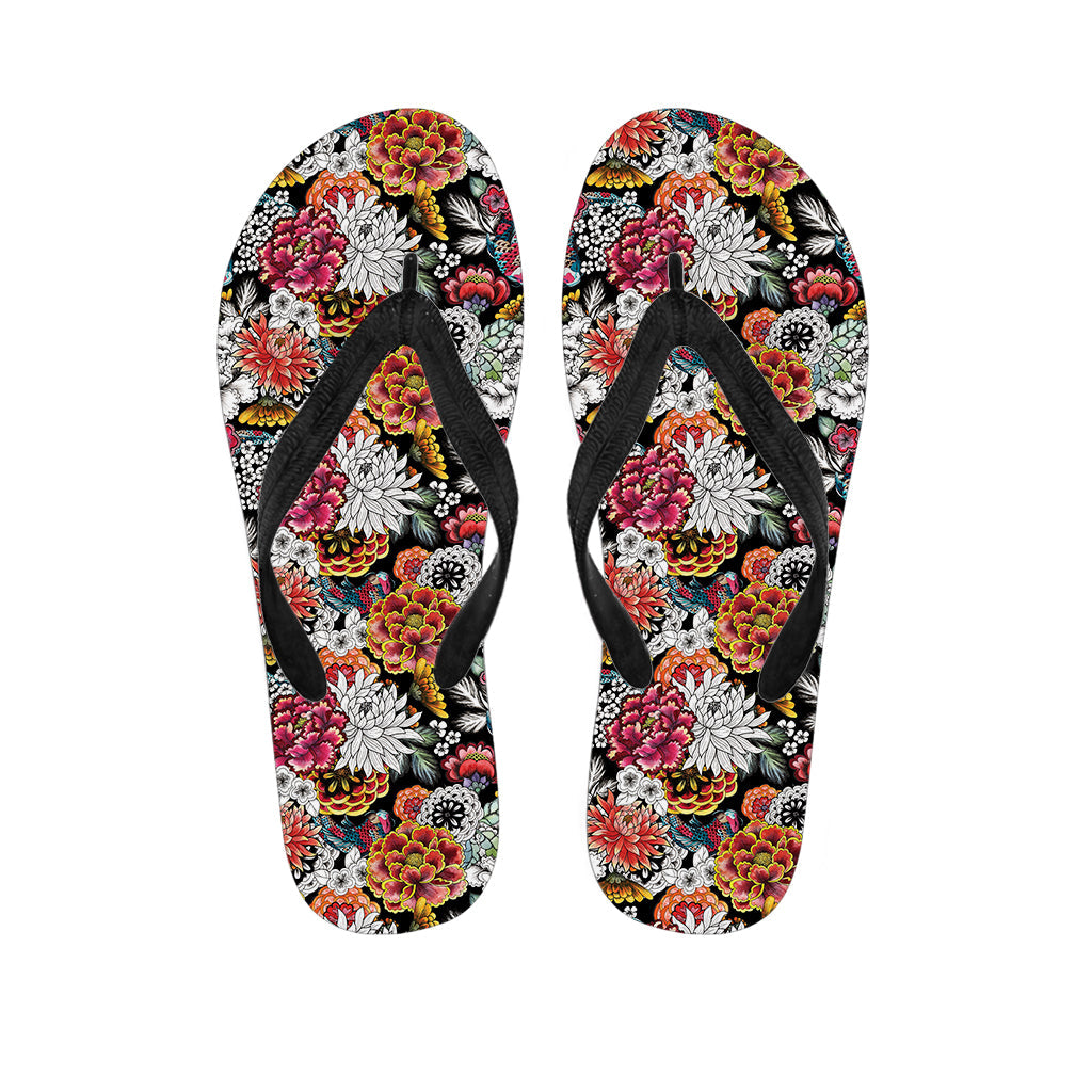 Tropical Bliss: Chrysanthemum Pattern Hawaiian Flip Flops Set - 1
