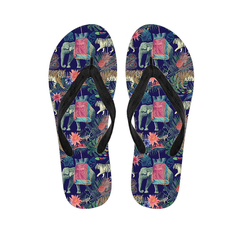 Island Style: Asian Elephant and Tiger Print Flip Flops for Your Hawaiian Outfit - 1