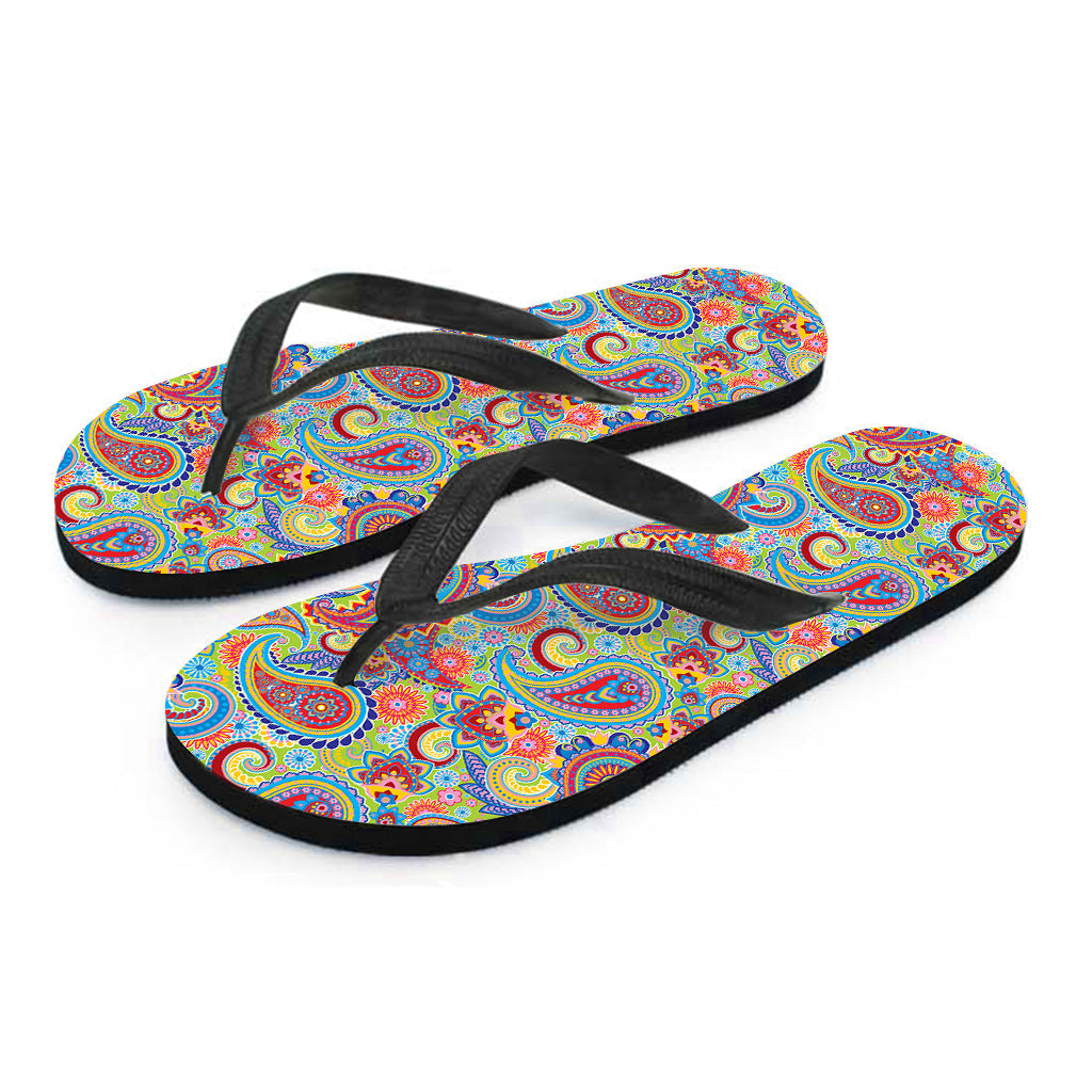 Paisley Paradise: Hawaiian Inspired Outfit with Asian Paisley Pattern Flip Flops - 2
