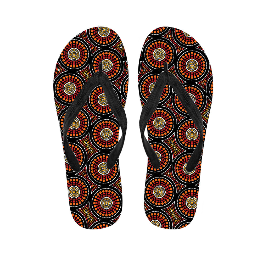 Hawaiian Islander Style: Australian Aboriginal Dot Pattern Print Flip Flops - 1