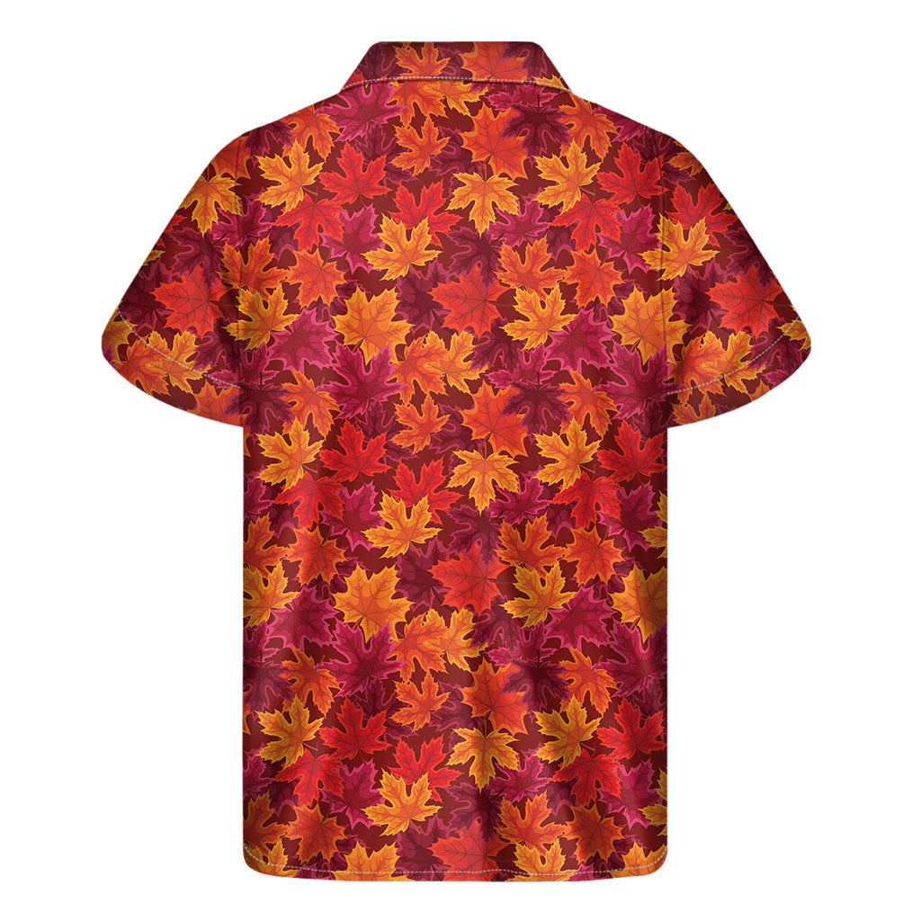 Tropical Vibes: Hawaiian Autumn Maple Leaves Short Sleeve Shirt - 2