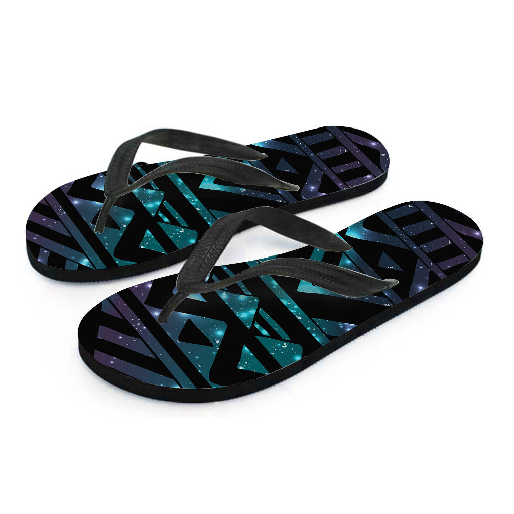 Hawaiian Vibes: Aztec Tribal Galaxy Pattern Flip Flops Outfit - 2