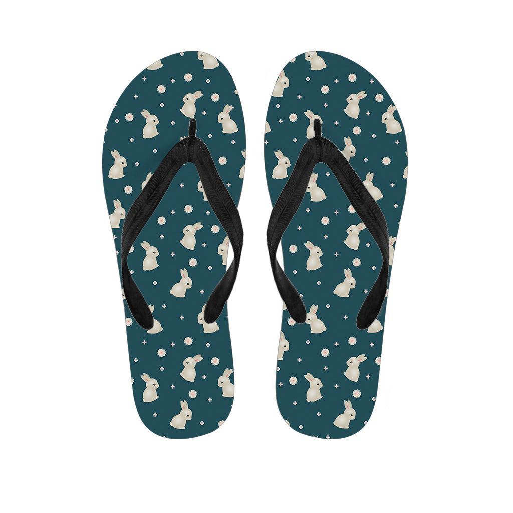 Hawaiian Bunny Bliss: Baby Rabbit Pattern Print Flip Flops for Your Island Adventure - 1