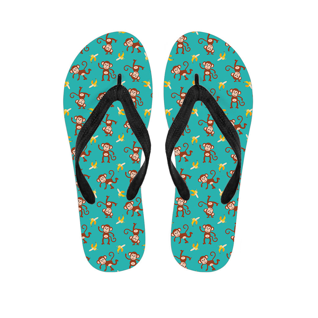 Banana and Monkey Pattern Hawaiian Flip Flops: The Perfect Addition to Your Aloha Outfit - 1