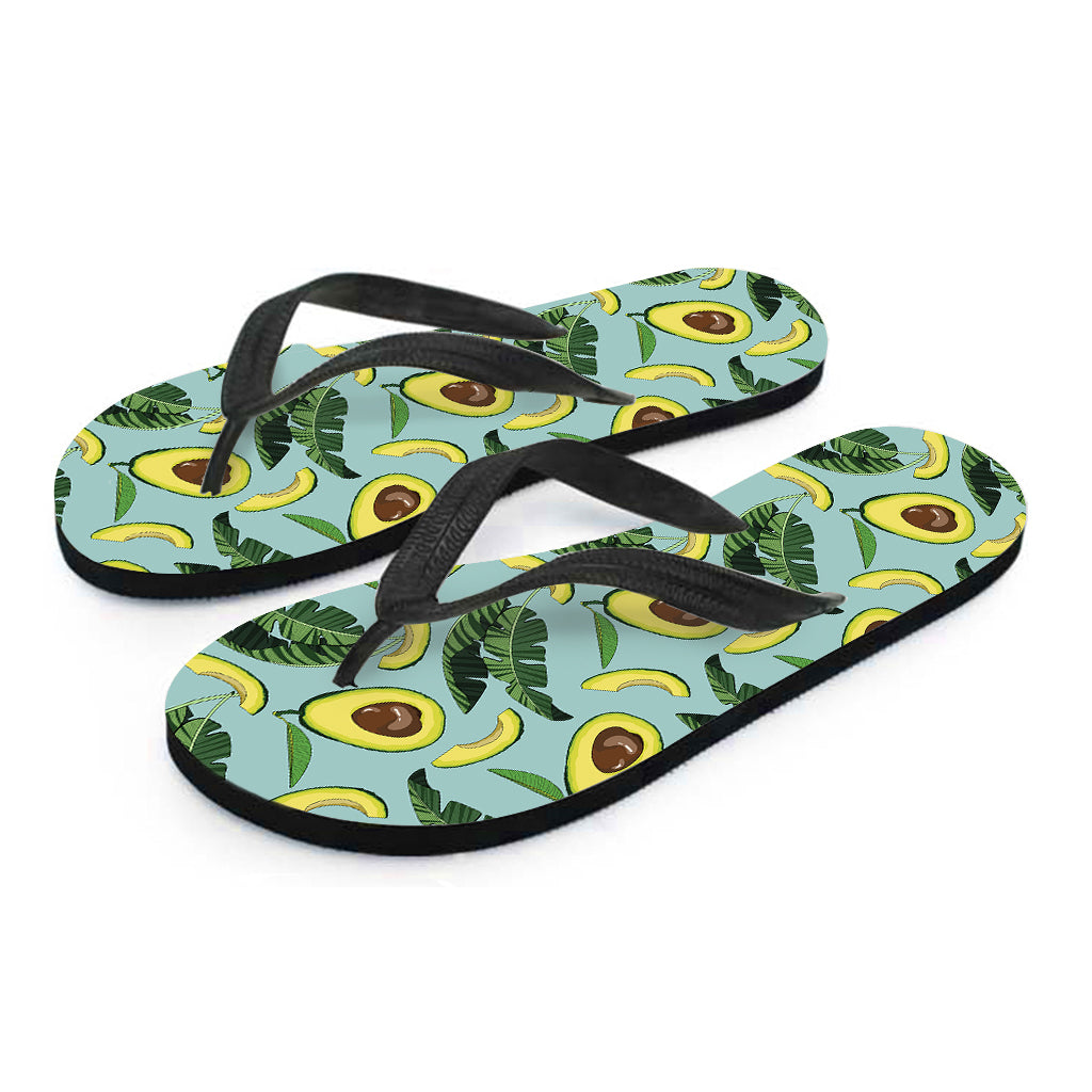 Breezy Hawaiian Vibes: Banana Leaf and Avocado Print Flip Flops - 2