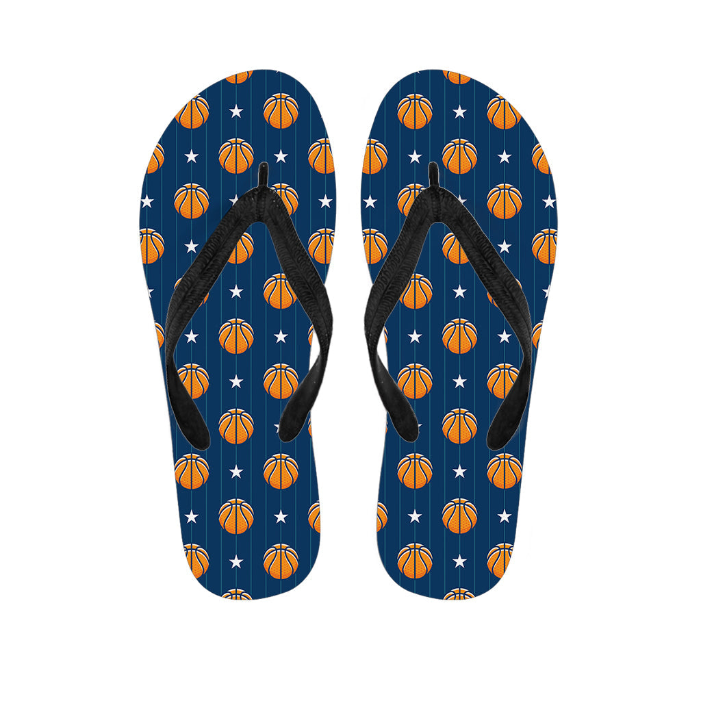 Tropical Slam Dunk: Basketball and Star Pattern Hawaiian Flip Flops - 1