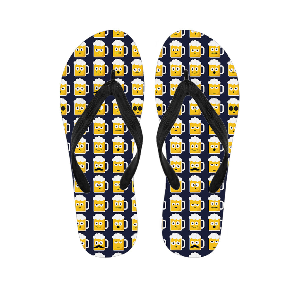 Hawaiian Vibes: Beer Emoji Pattern Print Flip Flops - 1