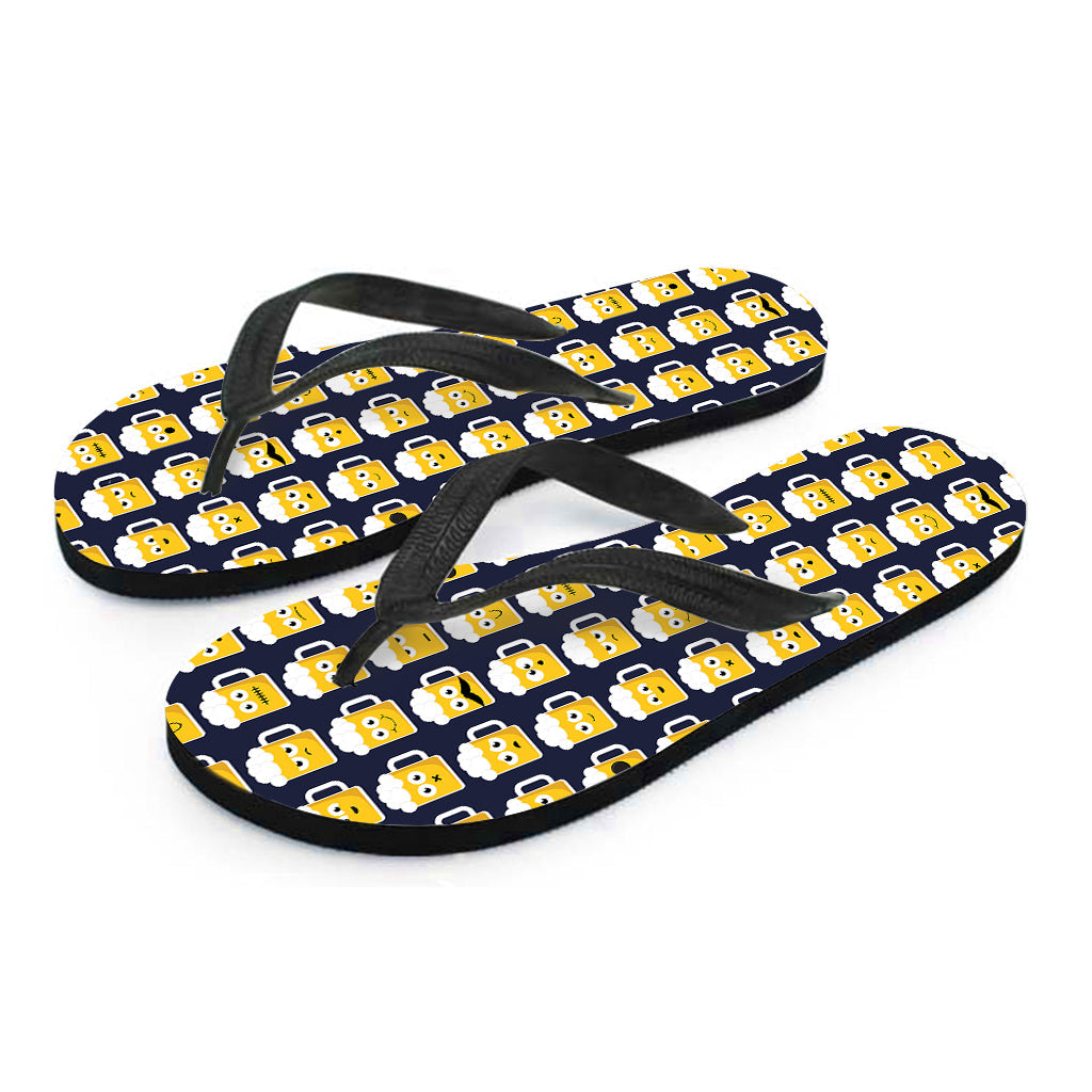 Hawaiian Vibes: Beer Emoji Pattern Print Flip Flops - 2