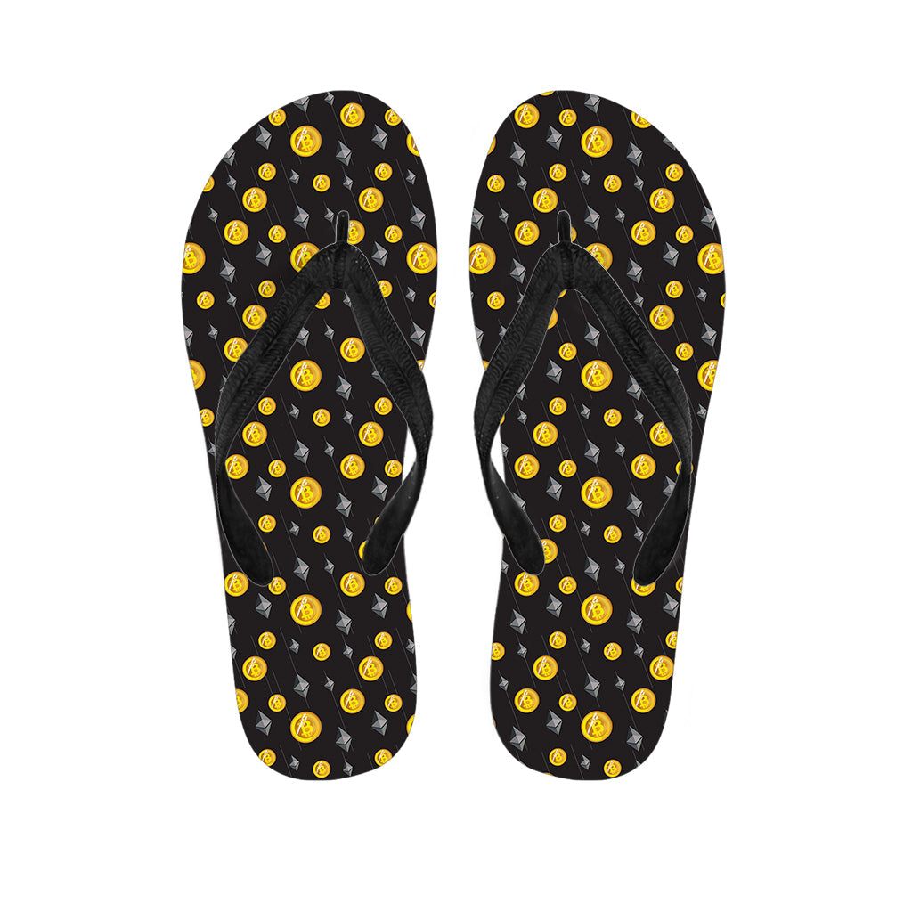 Hawaiian Bitcoin and Ethereum Pattern Print Flip Flops - 1