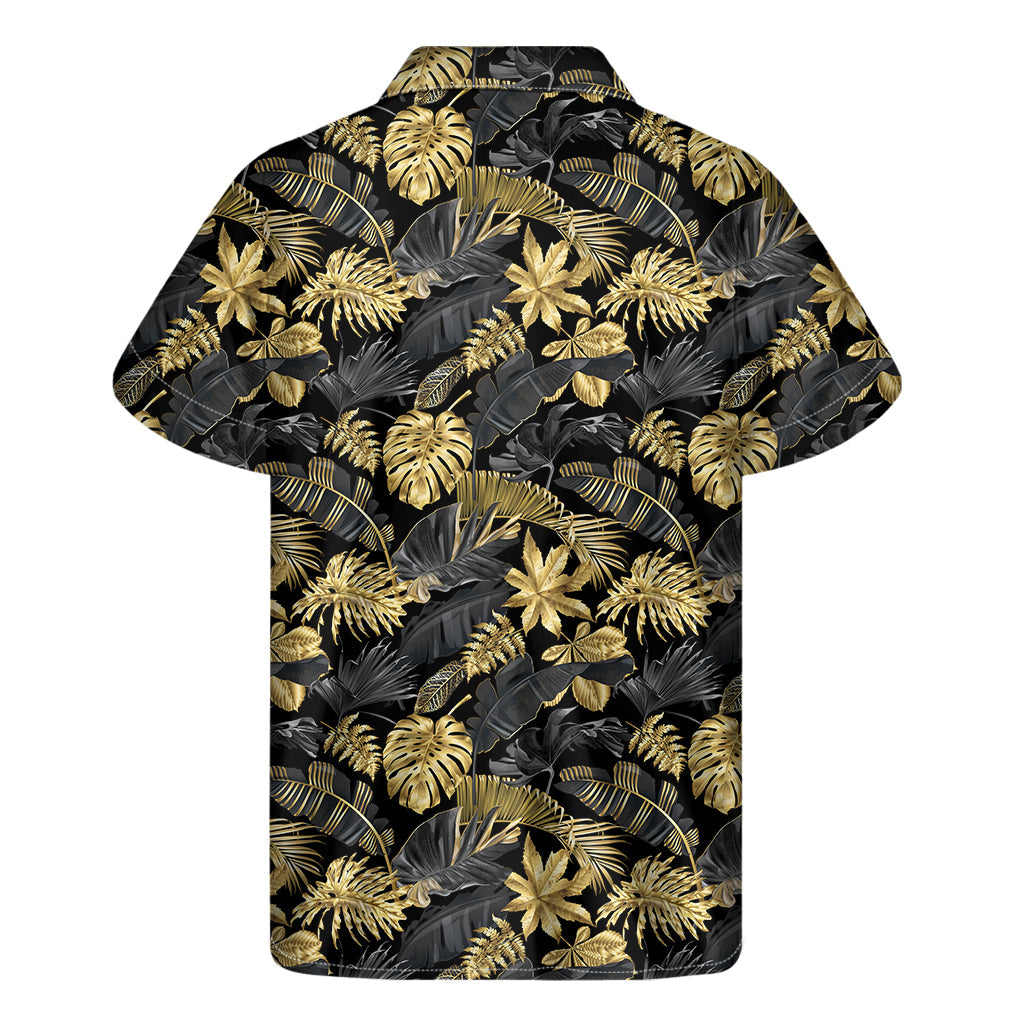 Black and Gold Hawaiian Bliss: Men's Short Sleeve Shirt - 2