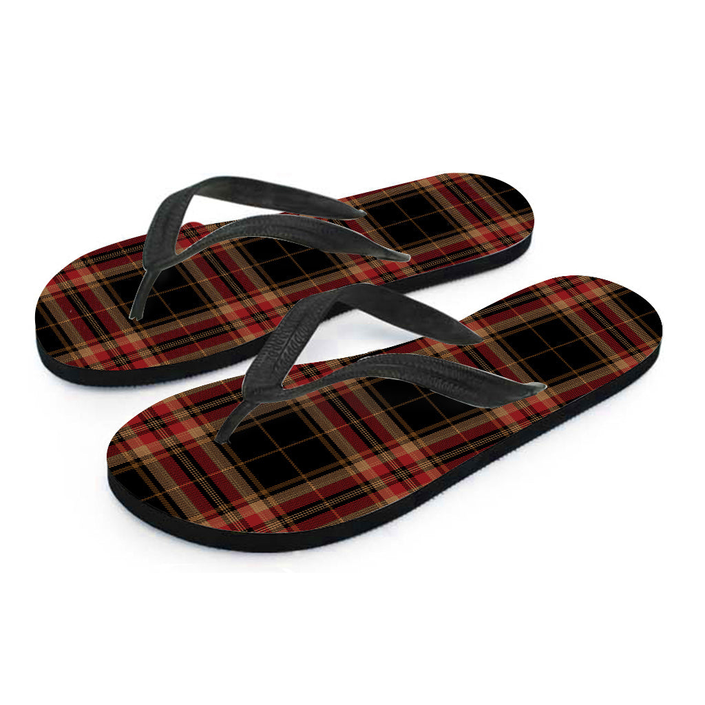 Black and Red Stewart Tartan Print Hawaiian Flip Flops: Perfect for Your Island Getaway - 2