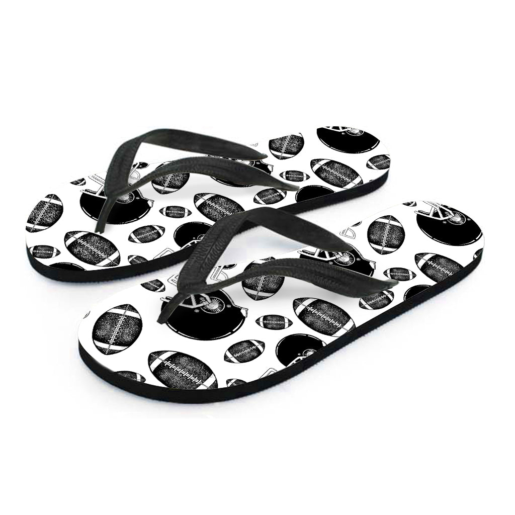 Black and White Hawaiian Football Print Flip Flops - 2