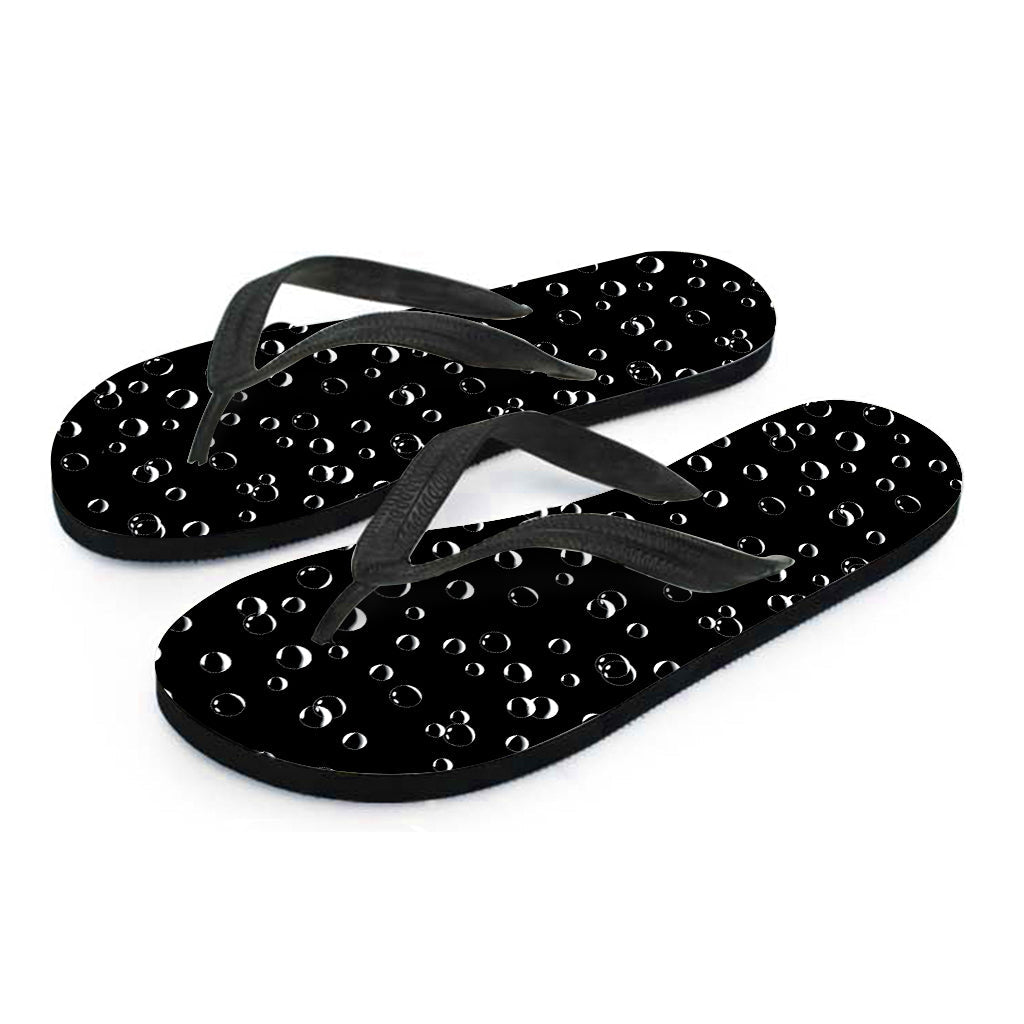 Island Chic: Black and White Bubble Pattern Print Hawaiian Flip Flops - 2