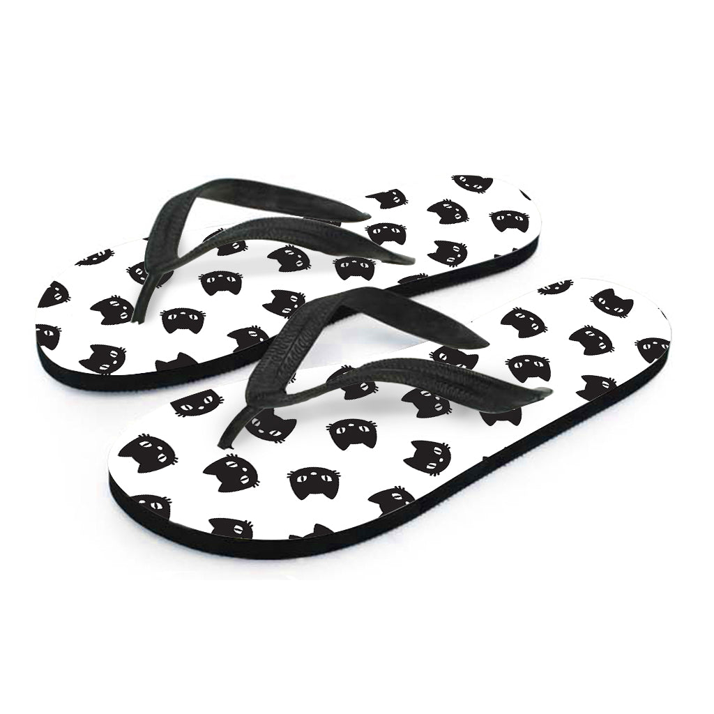 Black and White Cat Pattern Hawaiian Flip Flops - The Perfect Addition to Your Island Outfit - 2
