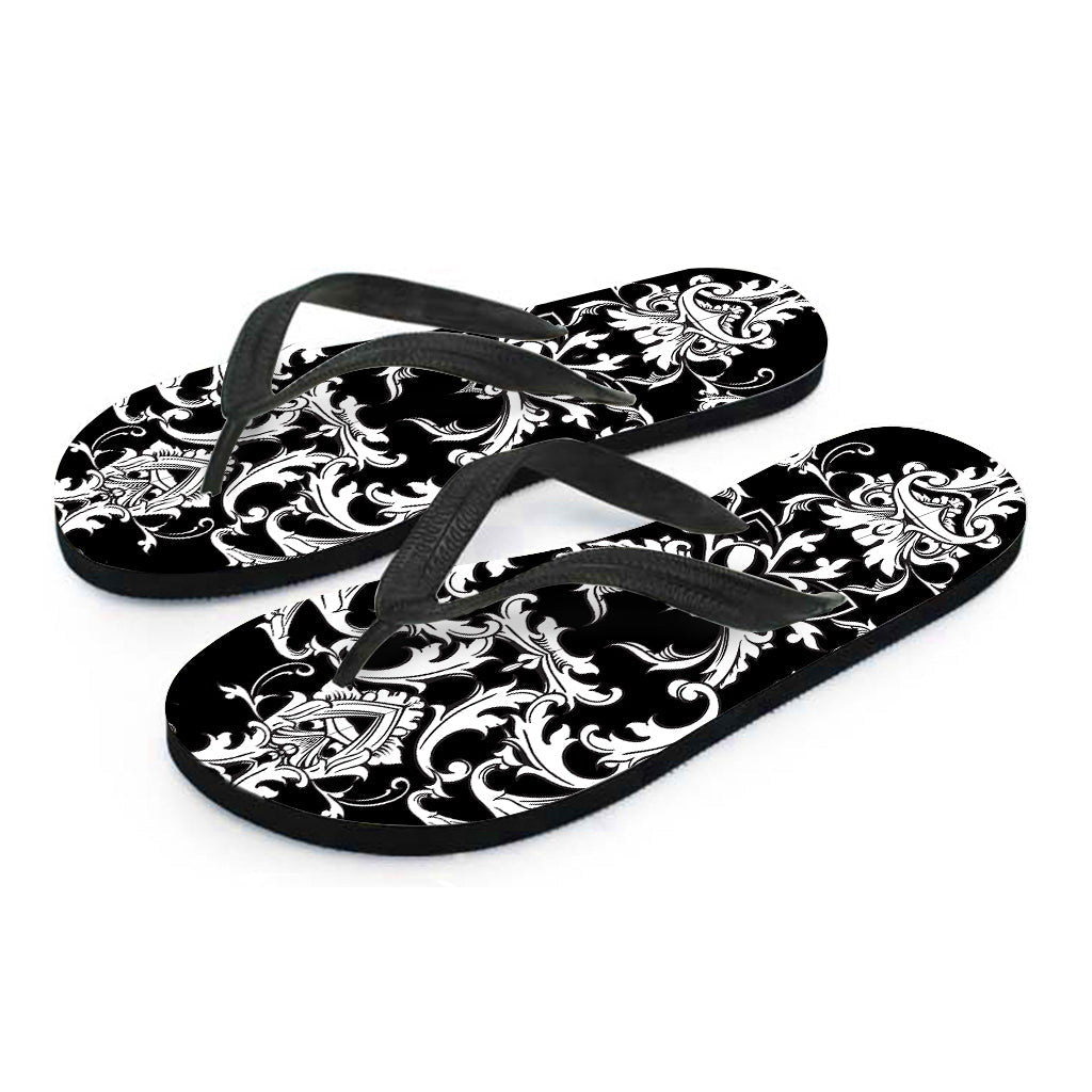 Black and White Damask Pattern Hawaiian Flip Flops: The Ultimate Island Style - 2