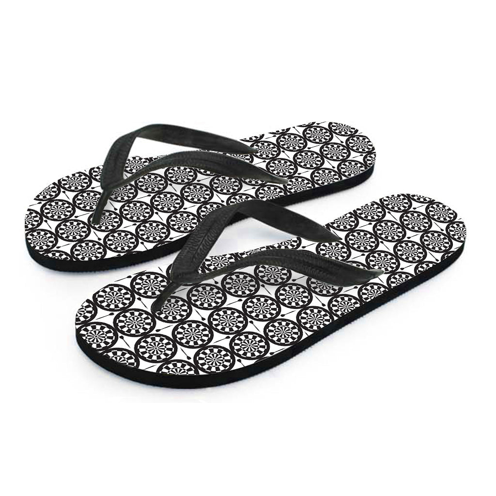 Black and White Dartboard Pattern Hawaiian Flip Flops - 2