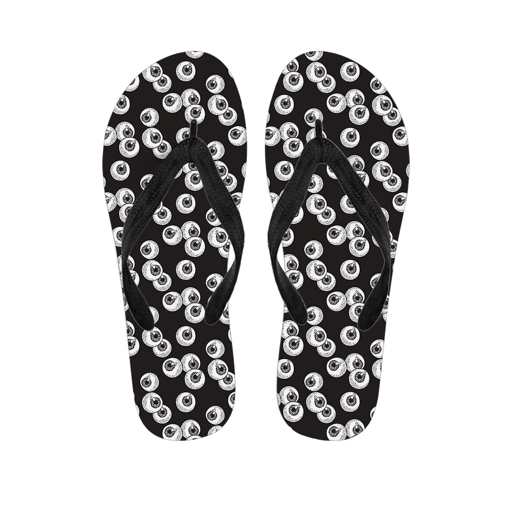 Black and White Eyeball Pattern Hawaiian Flip Flops: The Perfect Addition to Your Island Outfit - 1