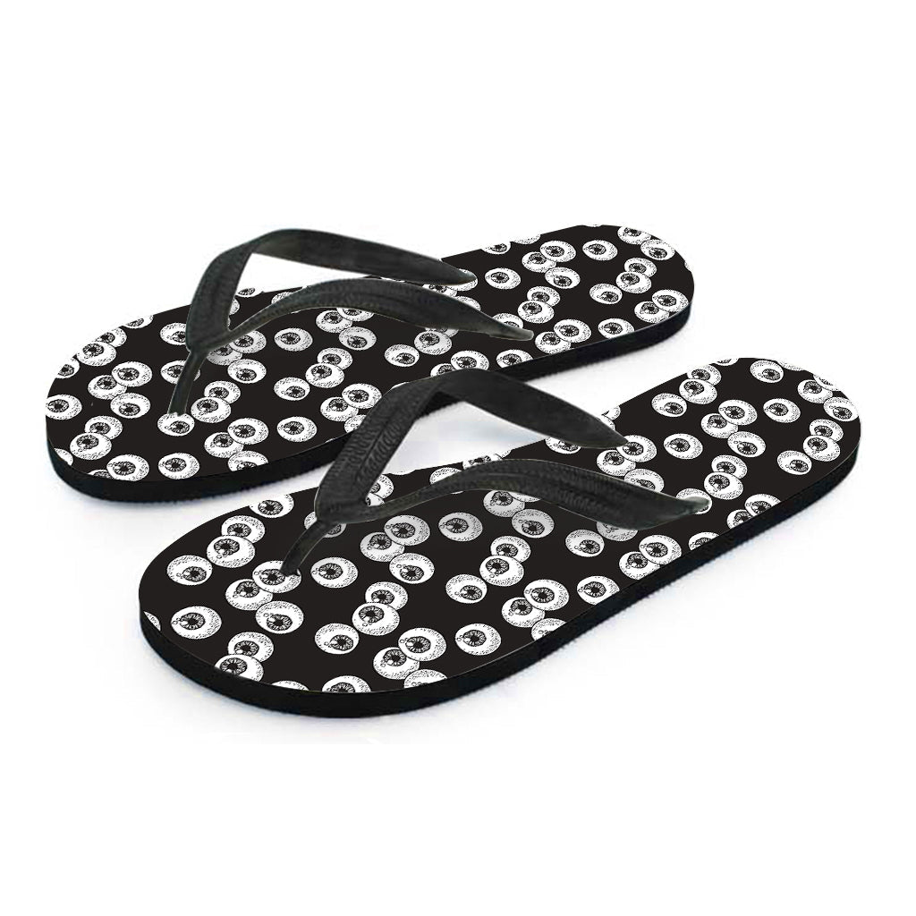 Black and White Eyeball Pattern Hawaiian Flip Flops: The Perfect Addition to Your Island Outfit - 2